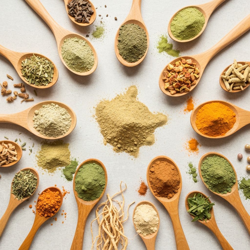 Natural supplement ingredients display